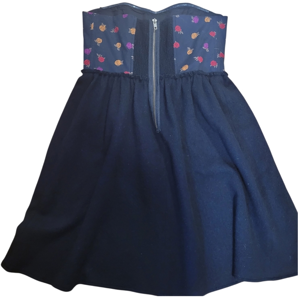 Maple Anthropologie High-Waist Wool &‎ Cotton Floral Bustier Dress Twee M - Picture 2 of 7